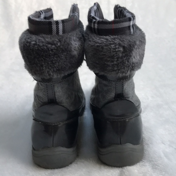Anne Klein Sport Grania Snow Boots w/Pewter Plaid Faux Fur Mid Calf Women’s 8M - Picture 3 of 4